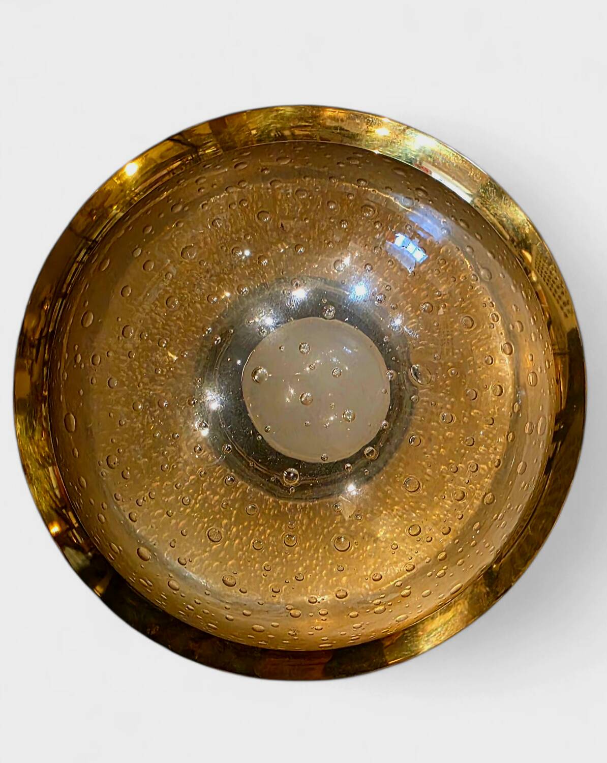 Vintage Austrian wall light in amber bubble glass