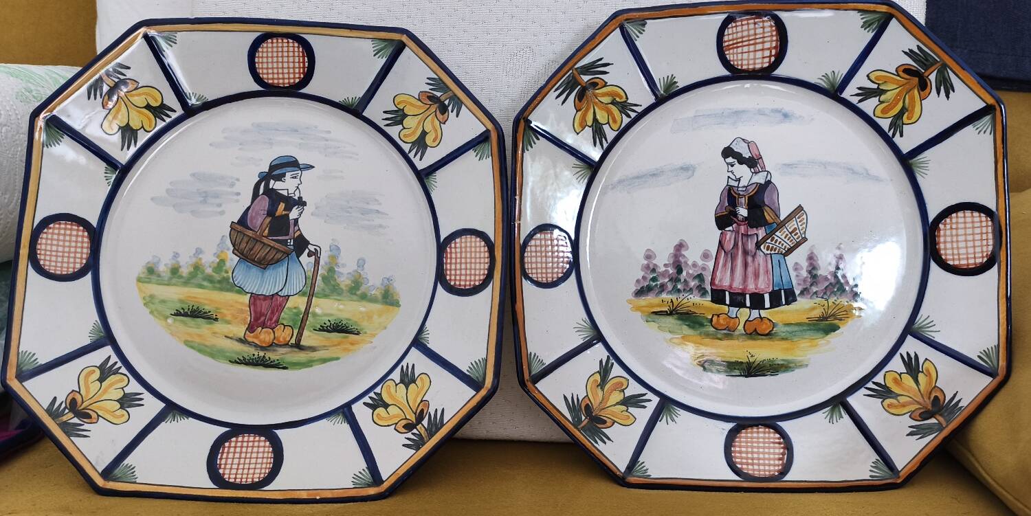 2 Henriot Quimper plates