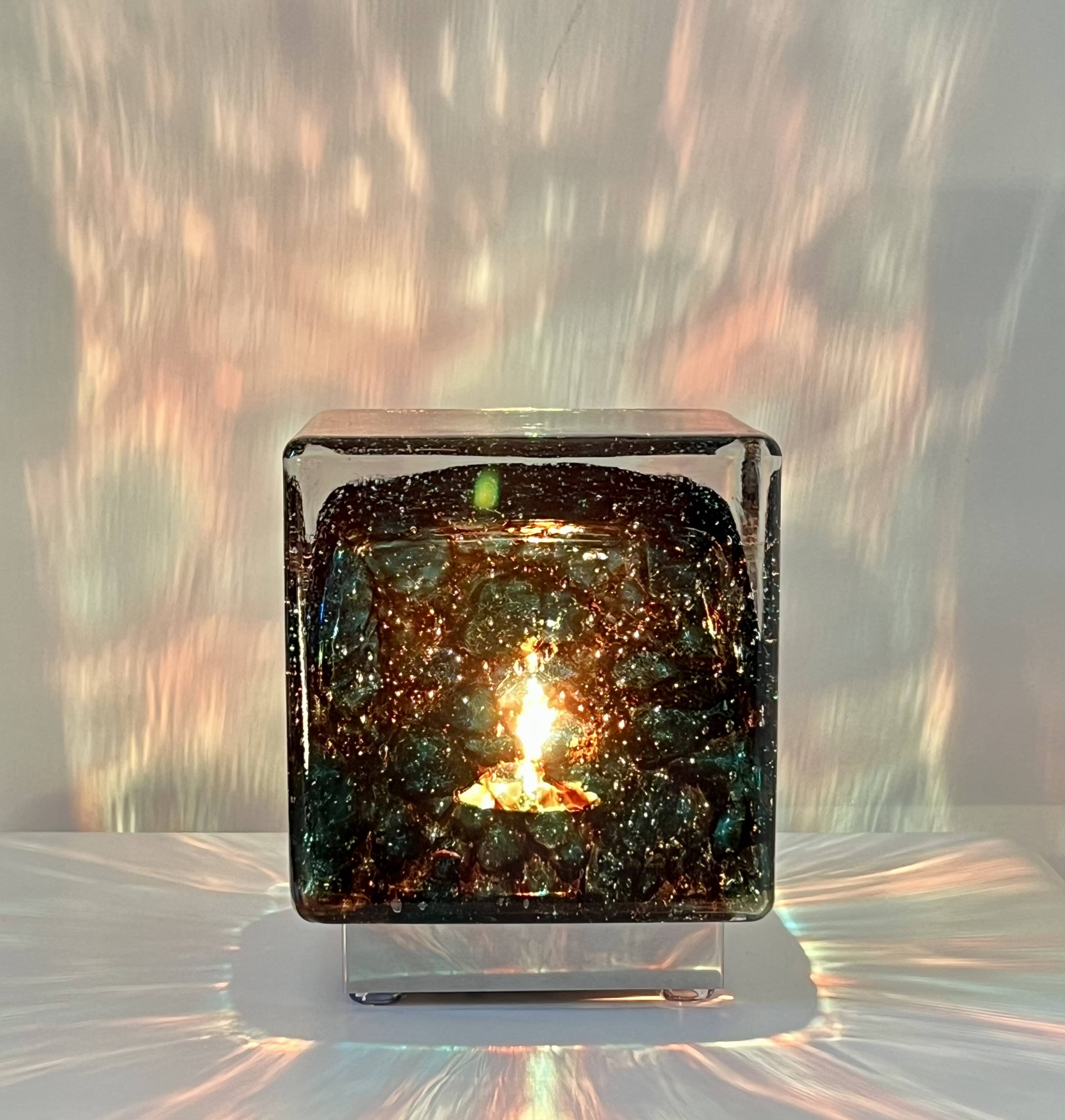Lampe à poser cubique en verre de Murano par Limburg, Allemagne 70's