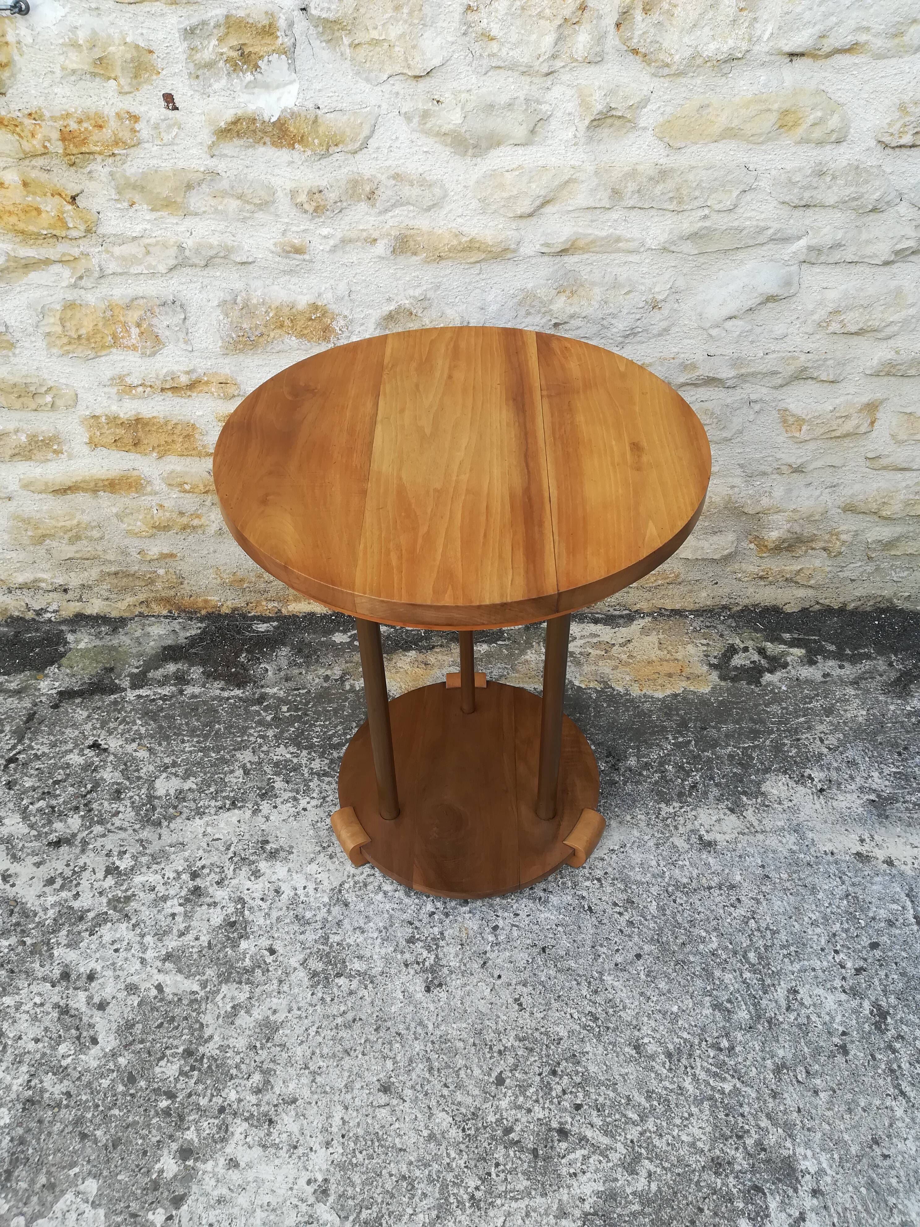 Walnut and copper pedestal table