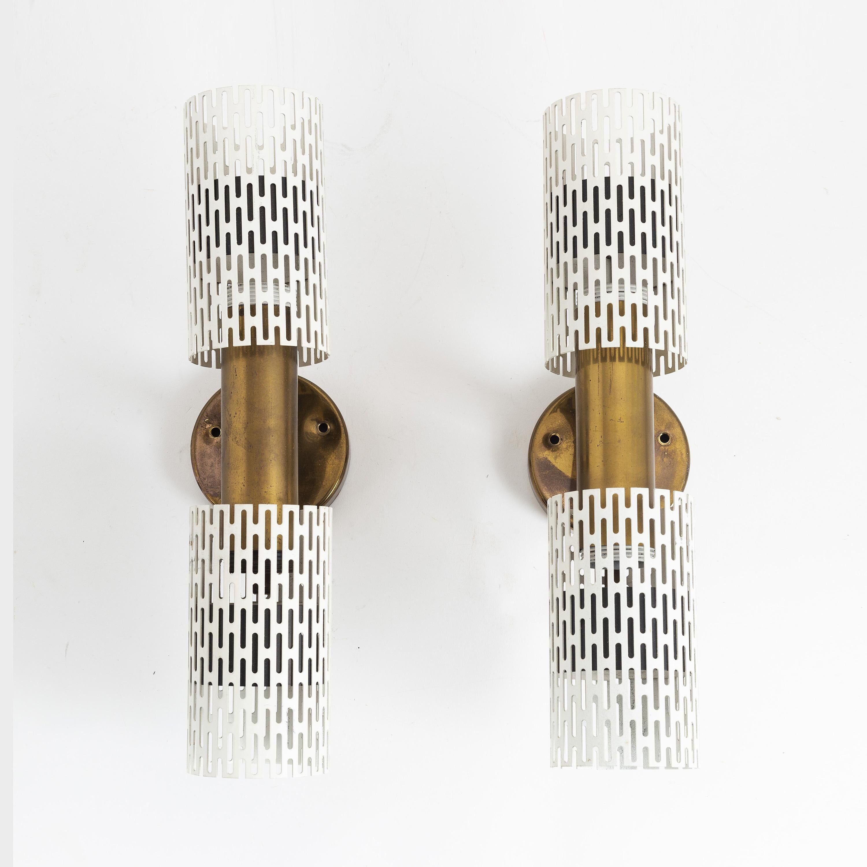 Rare pair of wall lights by Harald Notini model 11262 for Bohlmarks, 1950.