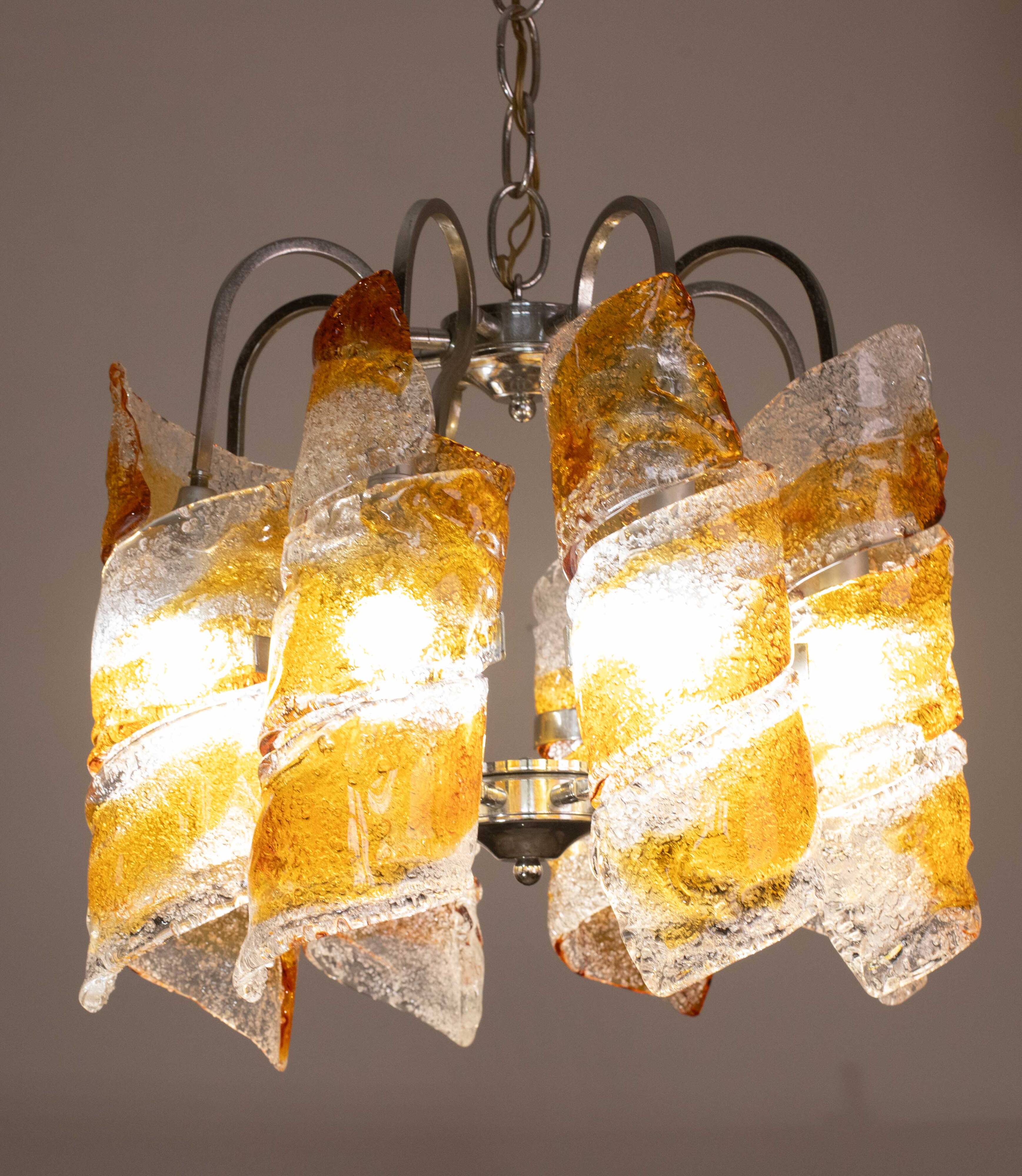 Italian Design "Twisters" Round Chandelier by Mazzega, 1970