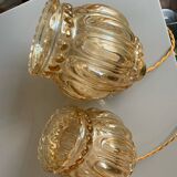Pair of vintage amber bubble table lamps