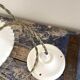 Set of two electrified white opaline suspensions with nine