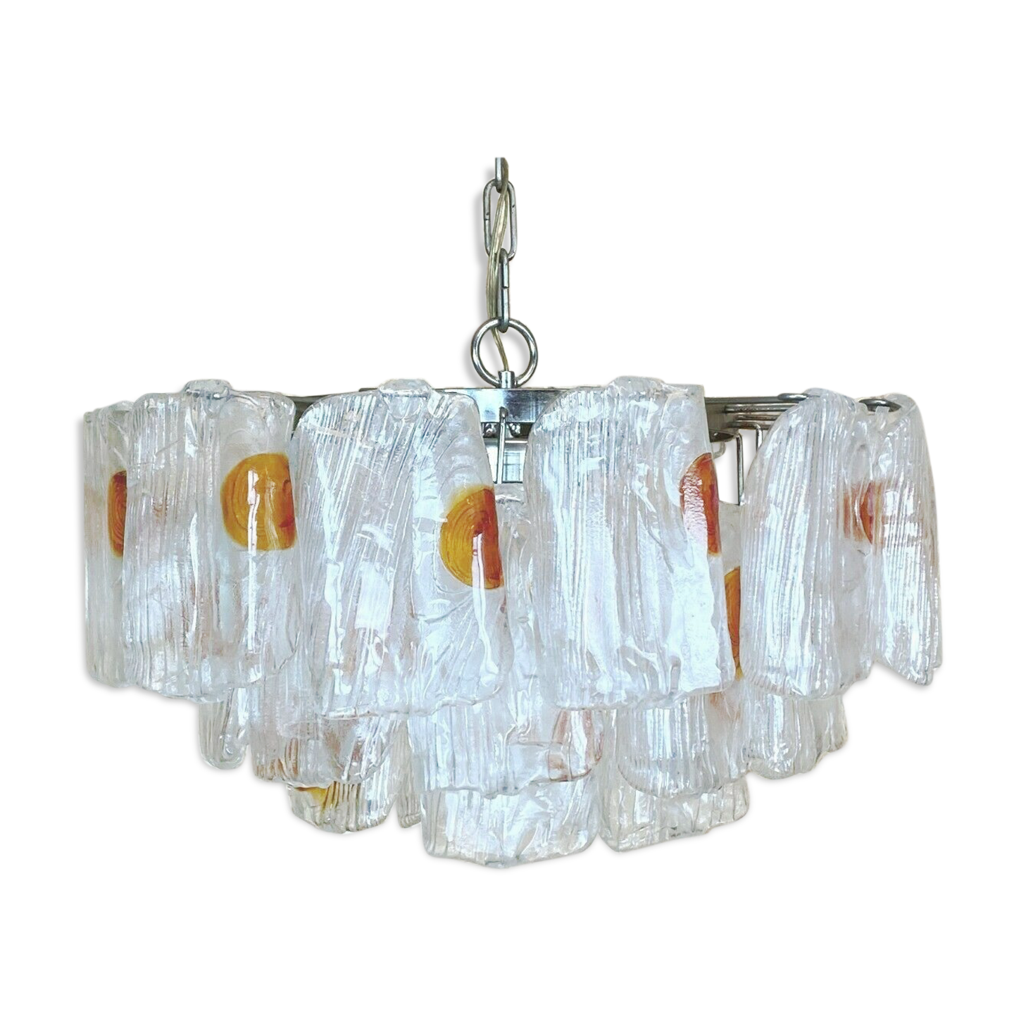 XL 60s 70s Murano Glass Chrome Chandelier Chandelier Glass Space Age 60s v