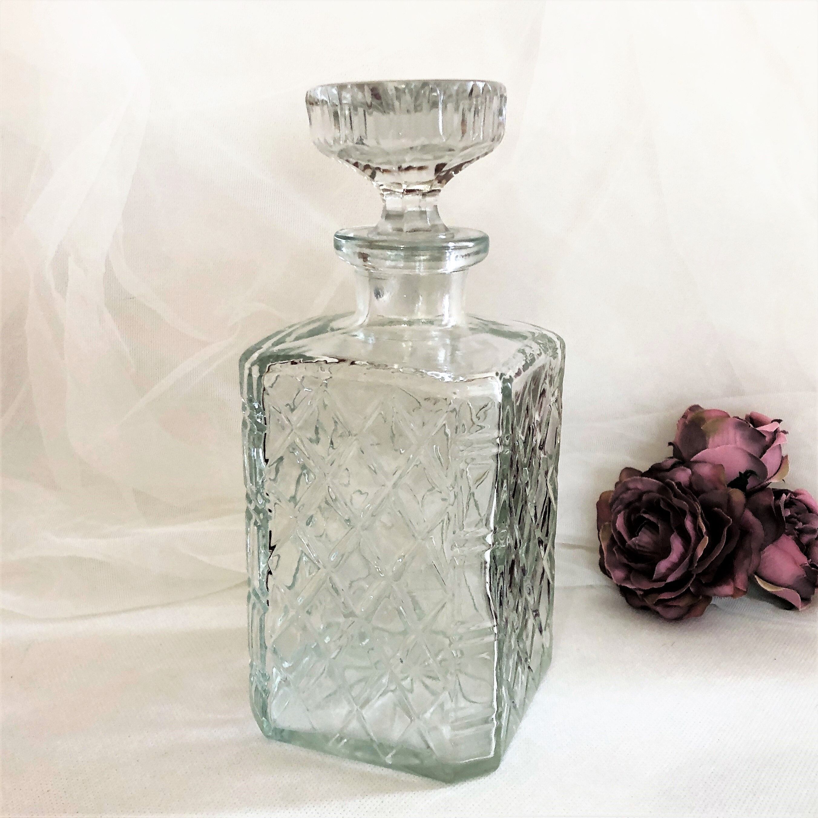 Old whisky or decant decanter textured crystal souflé in vintage checkerboard
