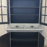 Two-part oak sideboard cabinet with old gray patina