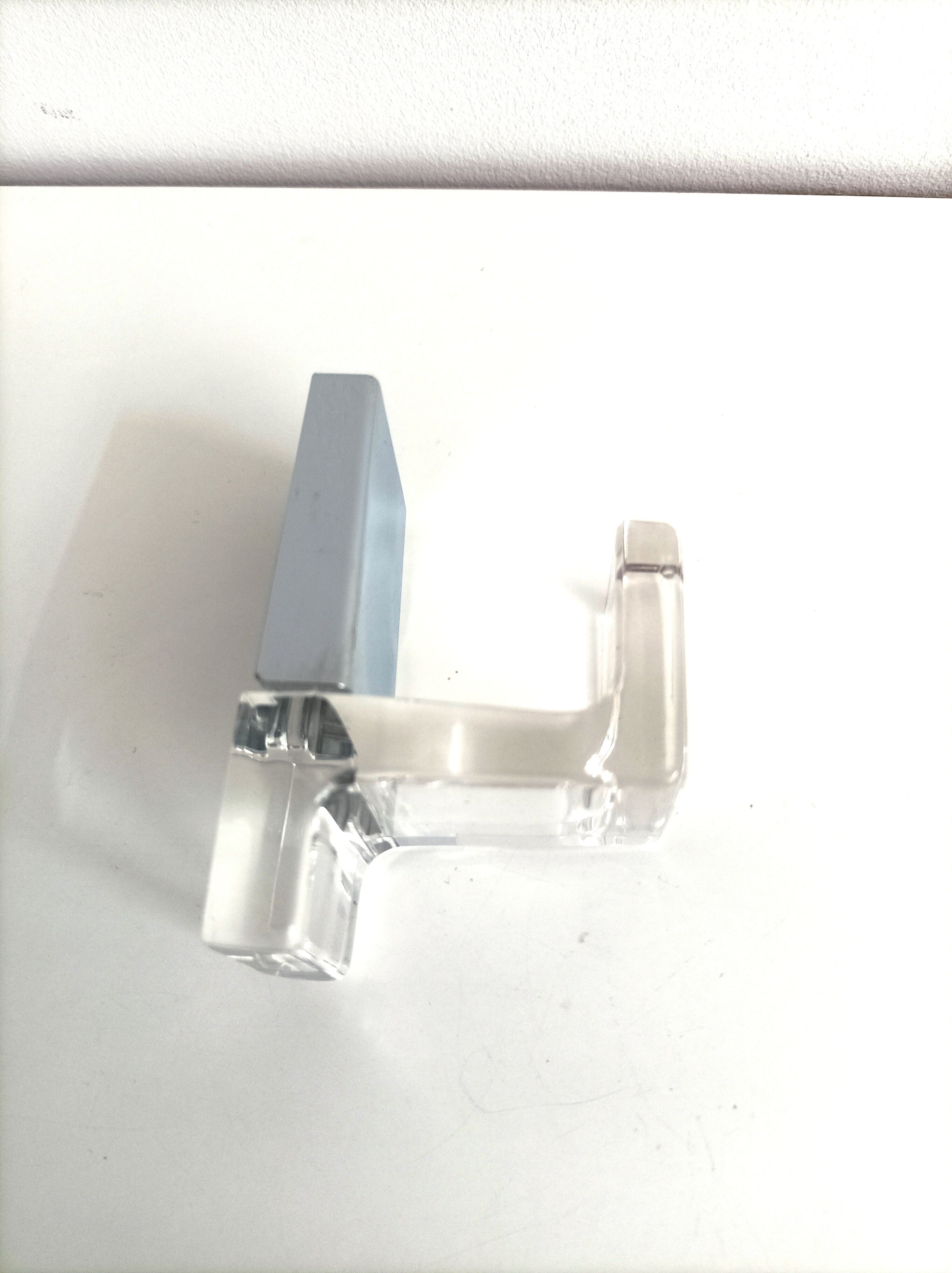 Translucent plexiglass and chrome metal coat hooks Allibert vintage 70s