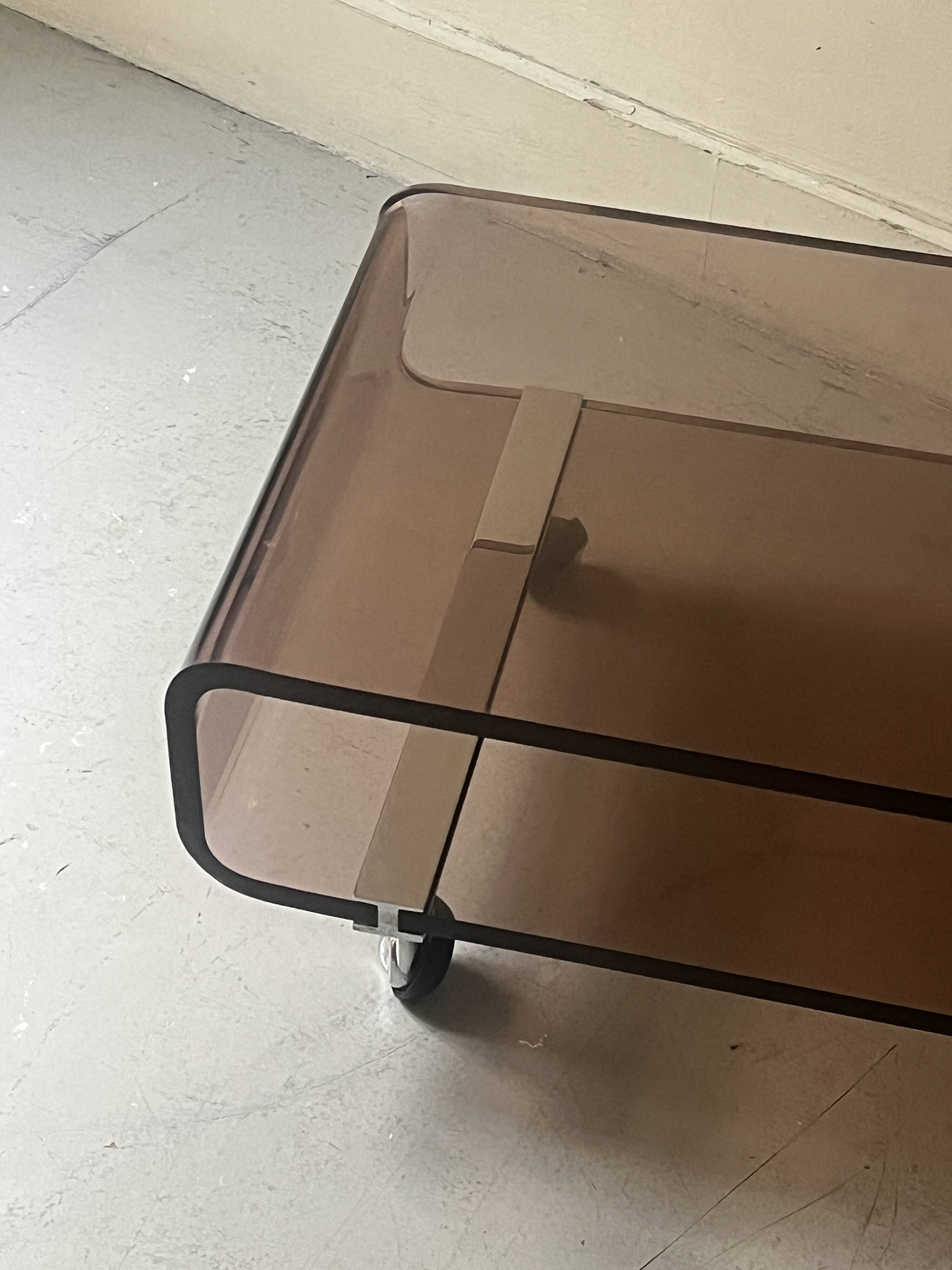 Michel Dumas Création - Smoked plexiglass coffee table for Roche Bobois 70