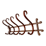 Wall-mounted coat and hat rack with 5 hooks by Thonet - 1900 - curved wood