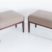 Set of two vintage camel bouclé stools, Edmund Homa, 1960s.