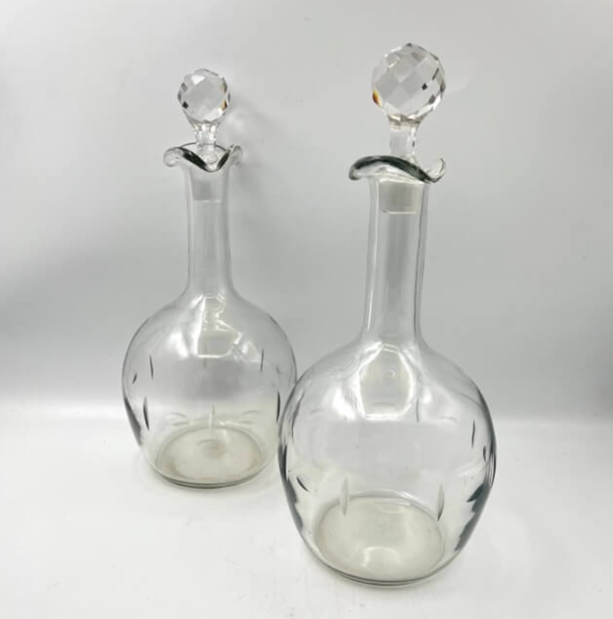 Engraved glass decanters