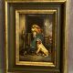 Painting signed Andorsch oil on panel with dogs and horse