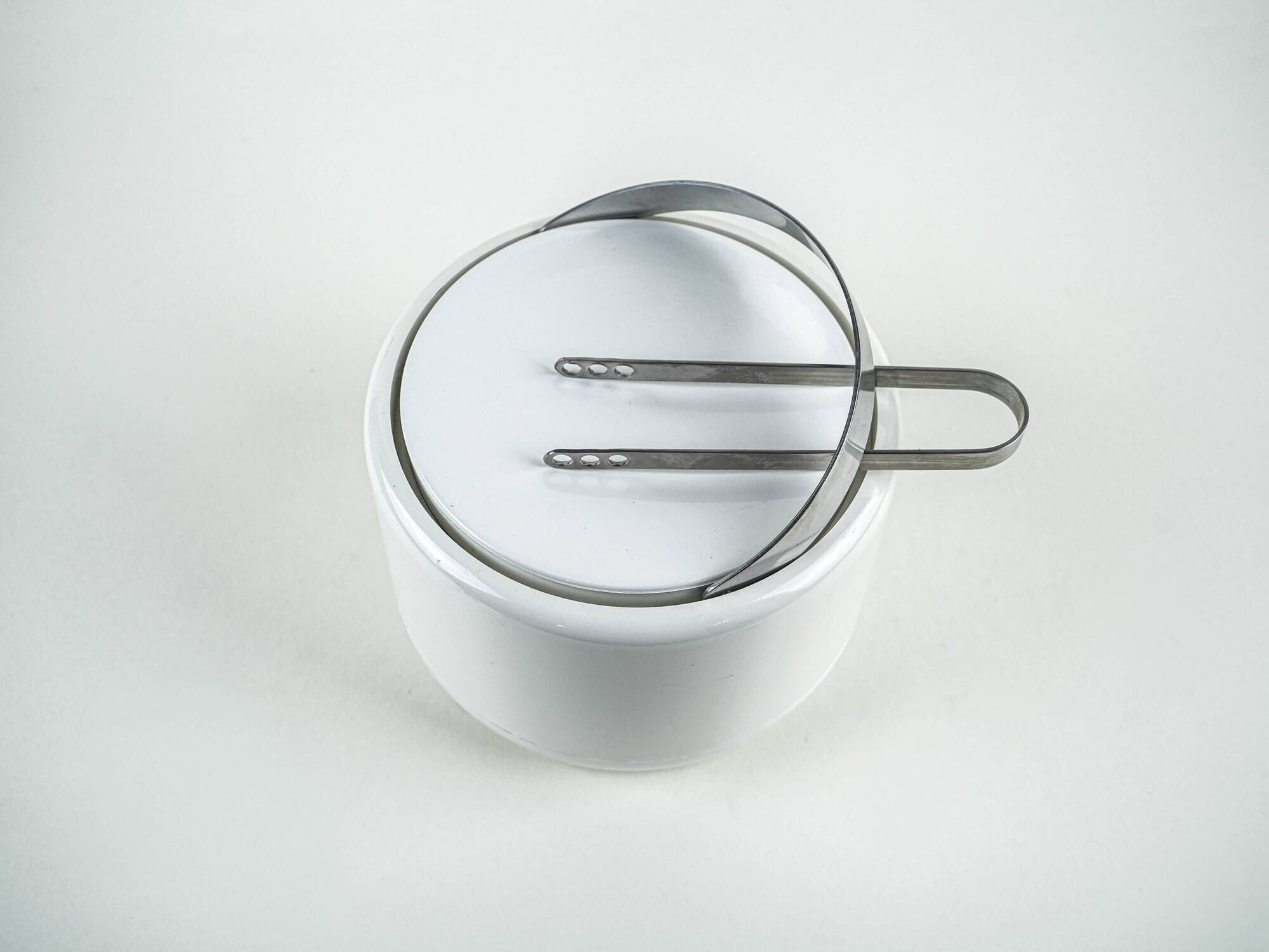 Stelton Ice Bucket in White with Steel Detail, Danish Design, 1970s