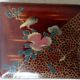 Old lacquered jewelry box with Asian decoration bird, flower, bee