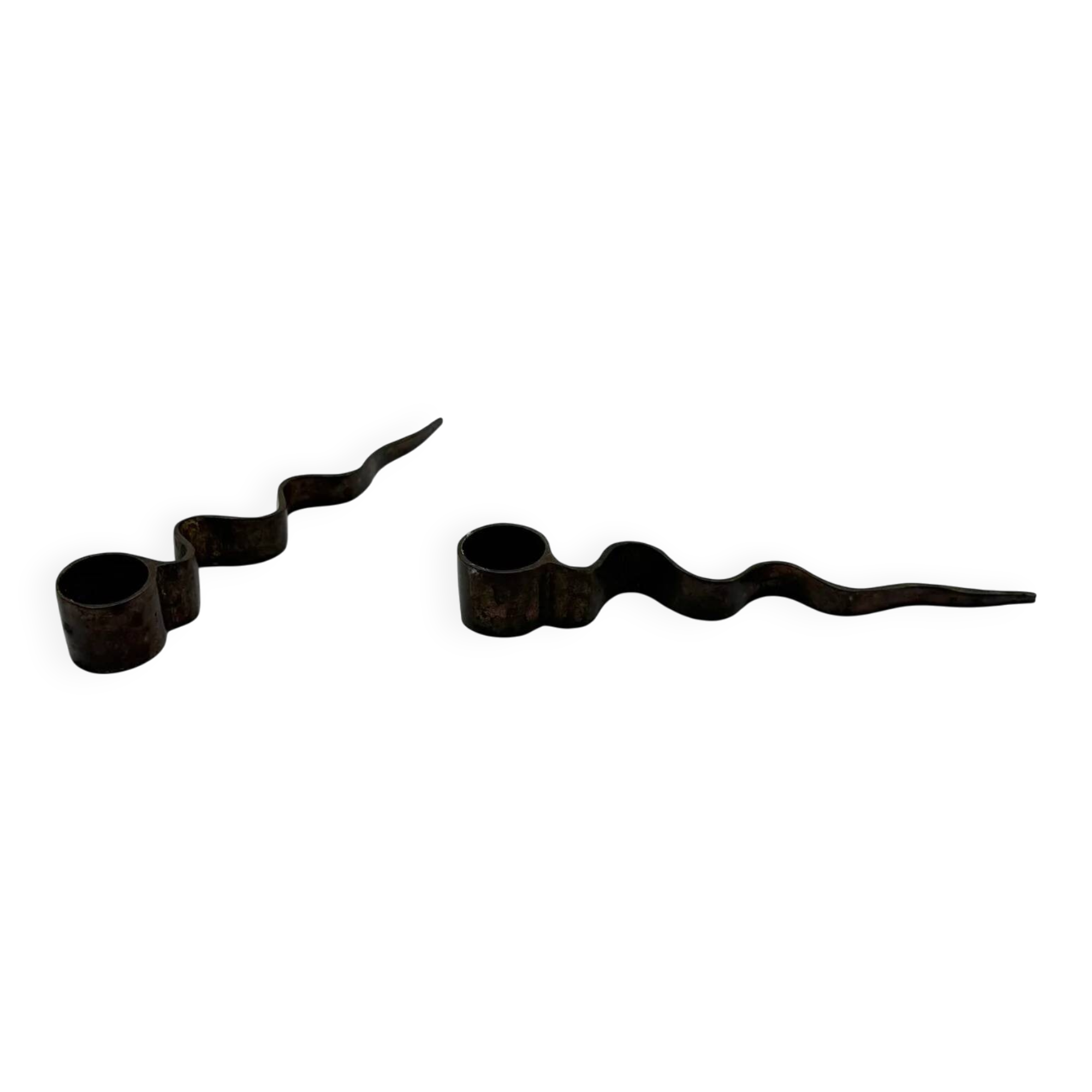 Pair of "Serpentine" candlesticks, modernist, 1970s