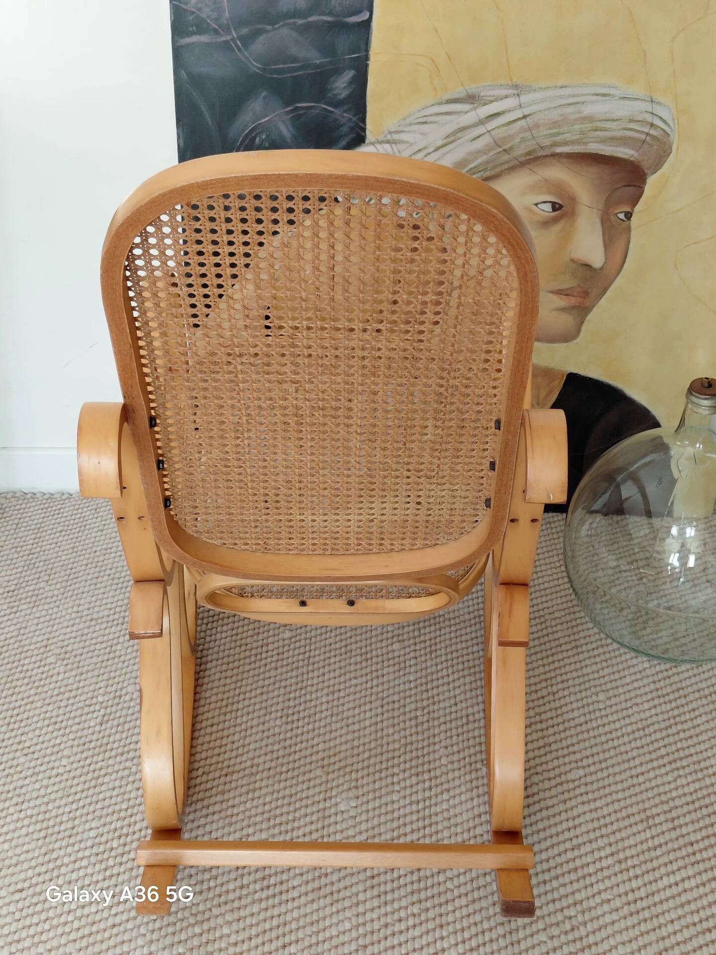 Vintage Curved Wood and Cane Rocking Chair - Thonet Style No. 1