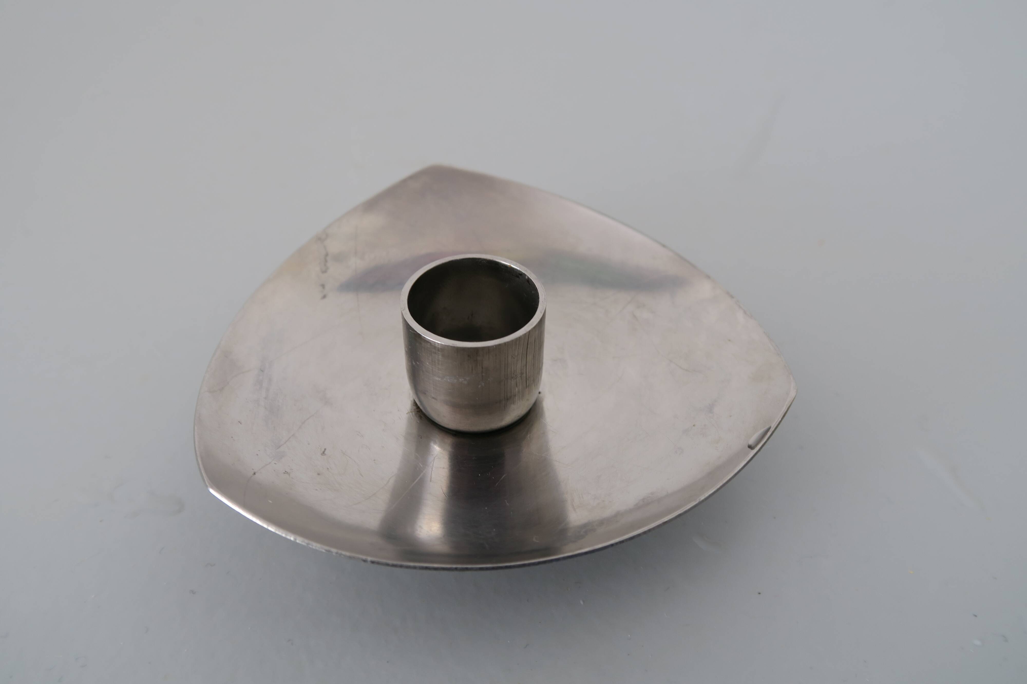 Vintage Celton Denmark Scandinavian Stainless Steel Candle Holder