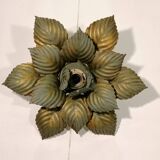 Green and gold Masca flower wall or ceiling light - Circa 1970