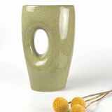 Vintage celadon enamel ceramic vase