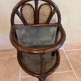 Half moon rattan bedside table