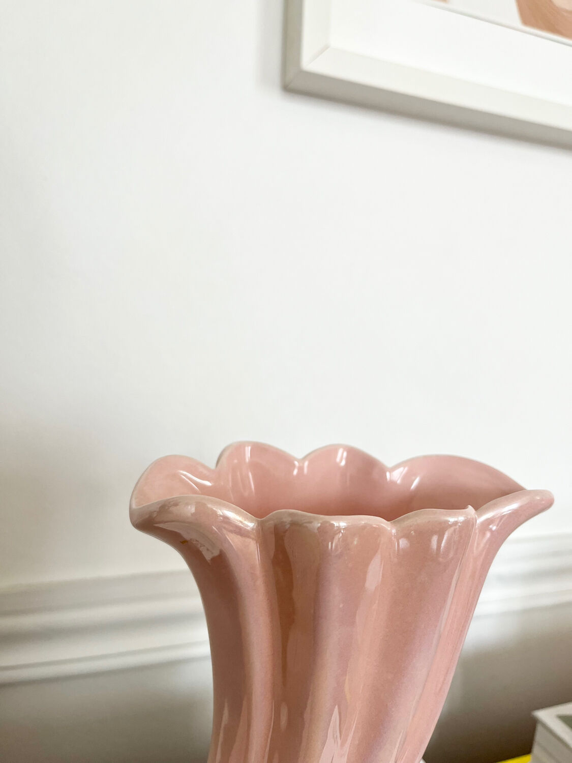 Duo of vintage iridescent ceramic vases