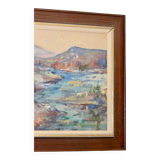 Mid-century Swedish oil painting "Abstract Landscape" – Vintage and framed
