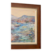 Mid-century Swedish oil painting "Abstract Landscape" – Vintage and framed