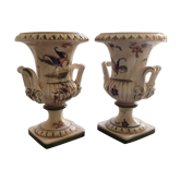 Paire de vases Capodimonte peint main Italie