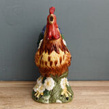 Carafe, pichet coq en barbotine