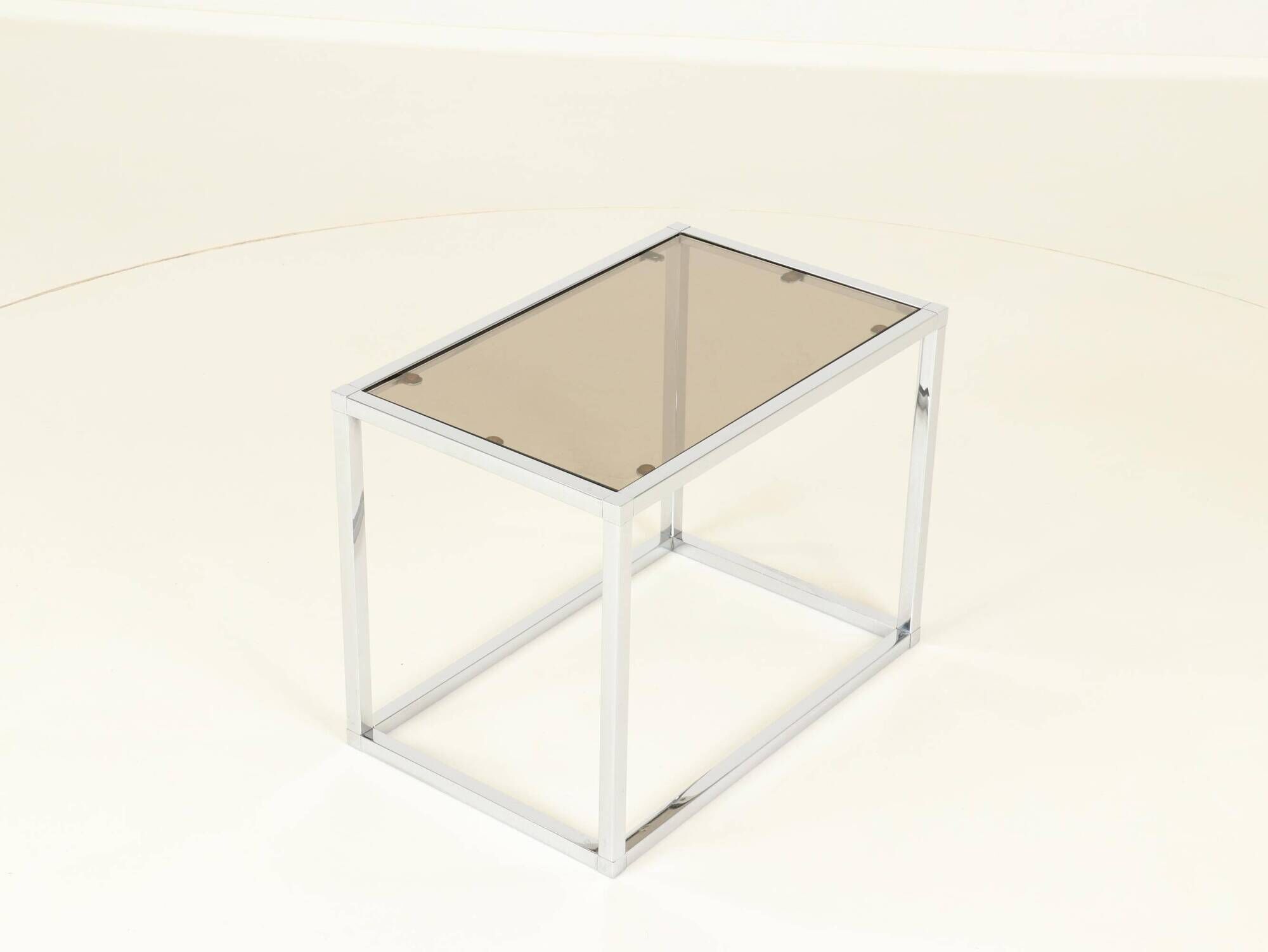 Coffee or Side Table in Chroom & Smoked Glass by Belgo Chrom, Belgium,1970s