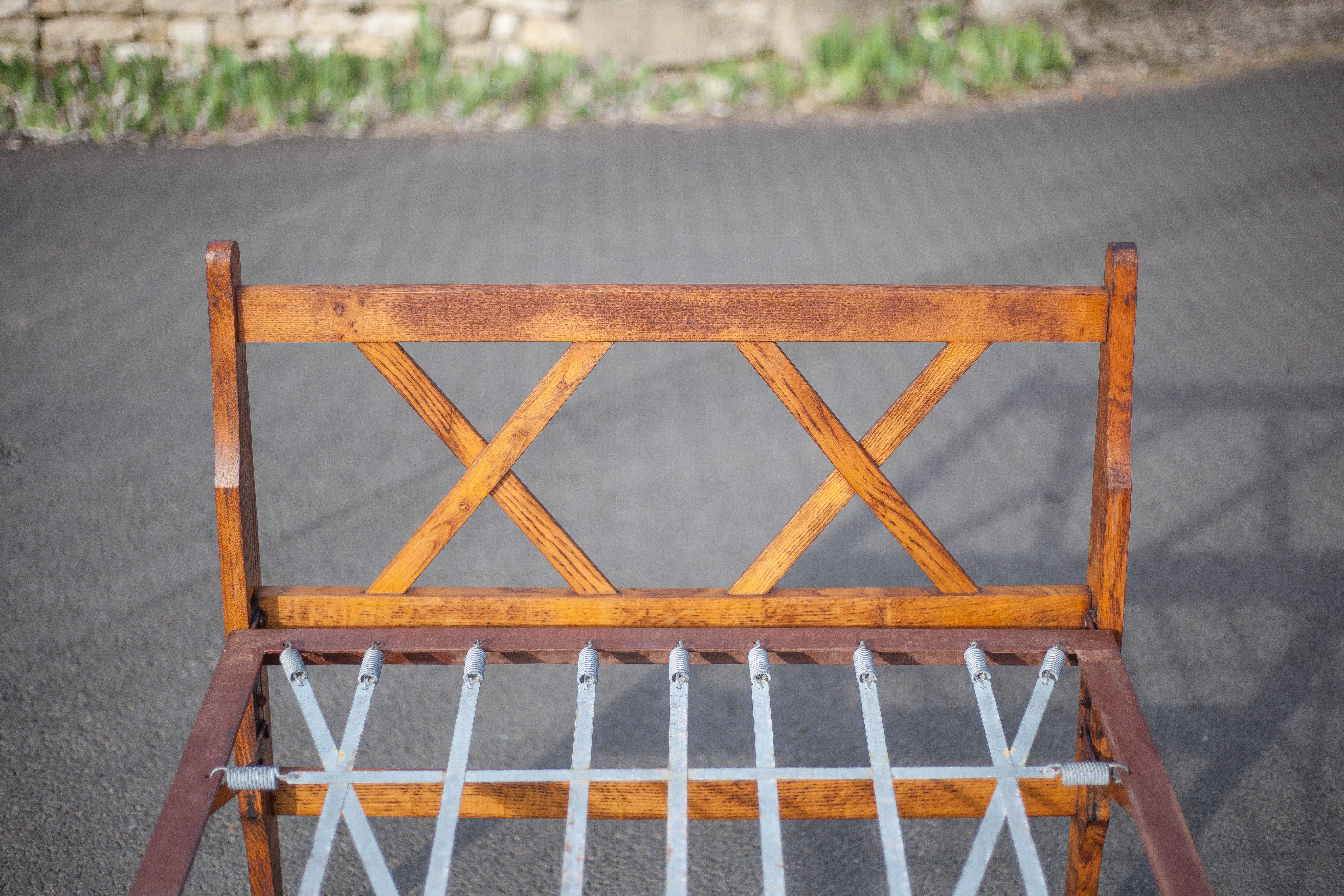 Old wood folding bed, reconstruction period bed, daybed
