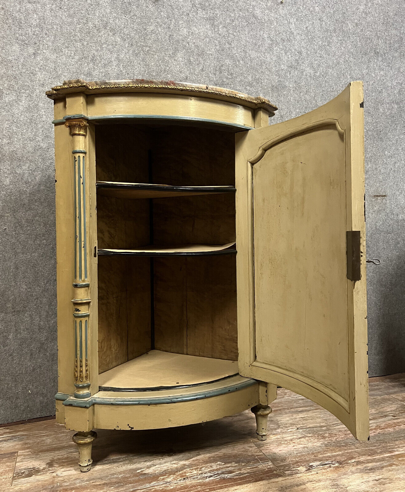 Louis XVI style curved neckline in lacquered and gilded wood circa 1850