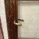 Solid oak passage gate glass door with large 20th century tiles