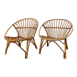Vintage rattan shell armchair