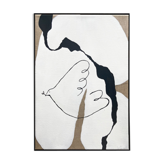 "La colombe d'Aphrodite" 2022 acrylique sur toile en lin 30x40xcm par Atelier Agapé