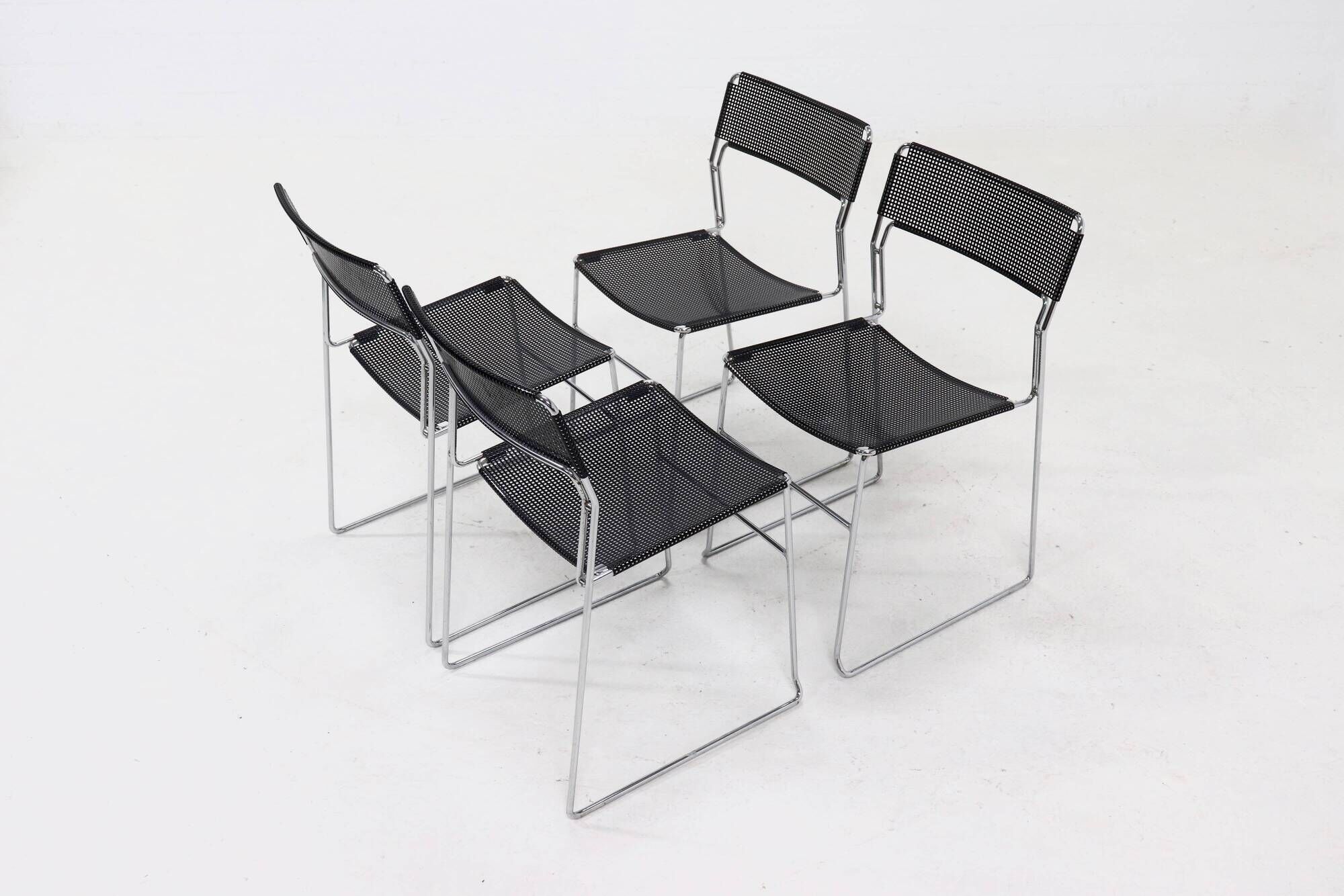 Set of 4 "Sultana" stacking dining chairs by Arrben Italy, 1980s