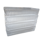 Set of 4 small bevelled and striped vintage glass trays / catchalls.