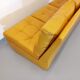 Suite de 3 chauffeuses Roche Bobois vintage en cuir jaune moutarde années 70