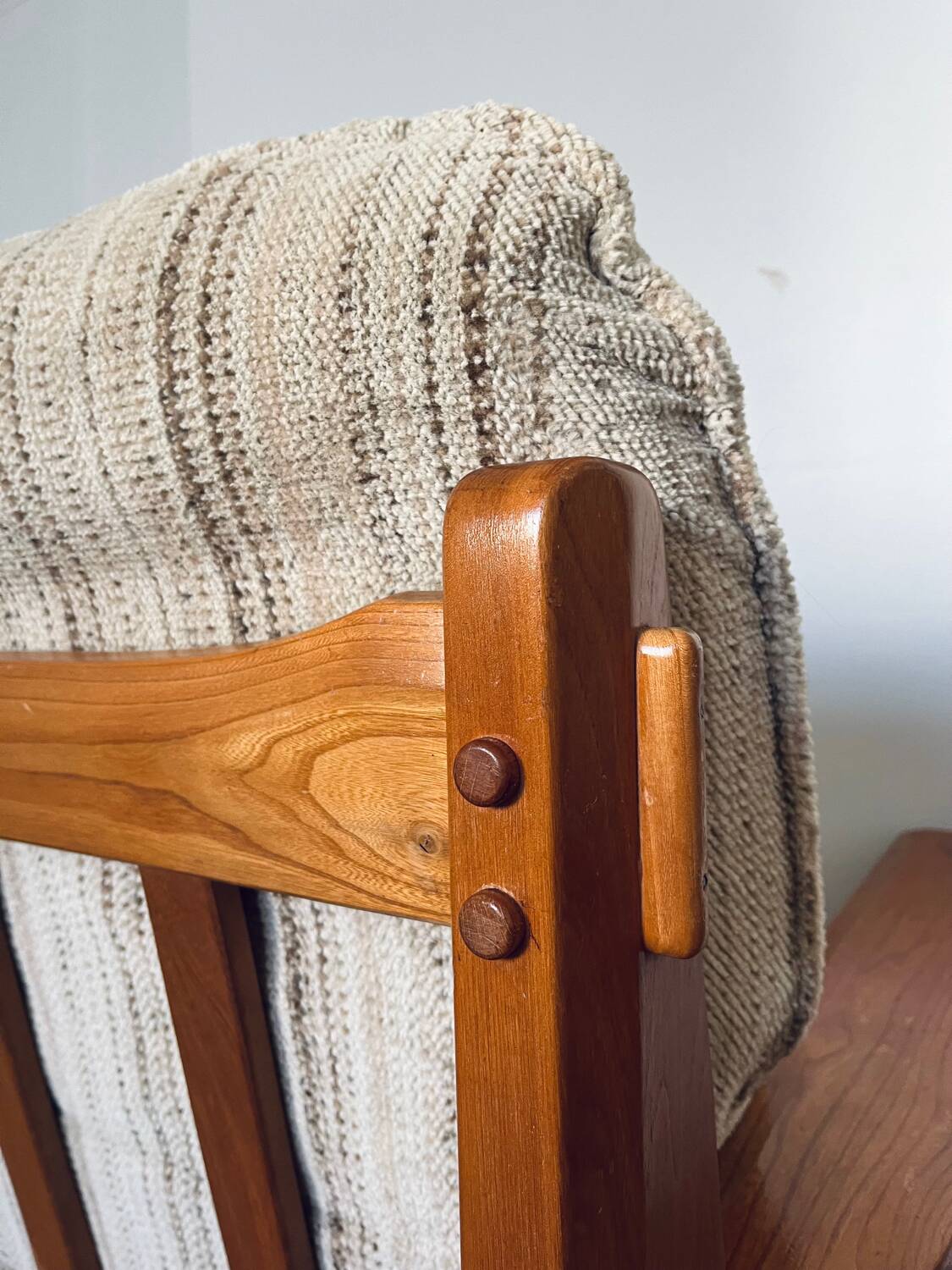 Maison Regain style modernist armchair in solid elm