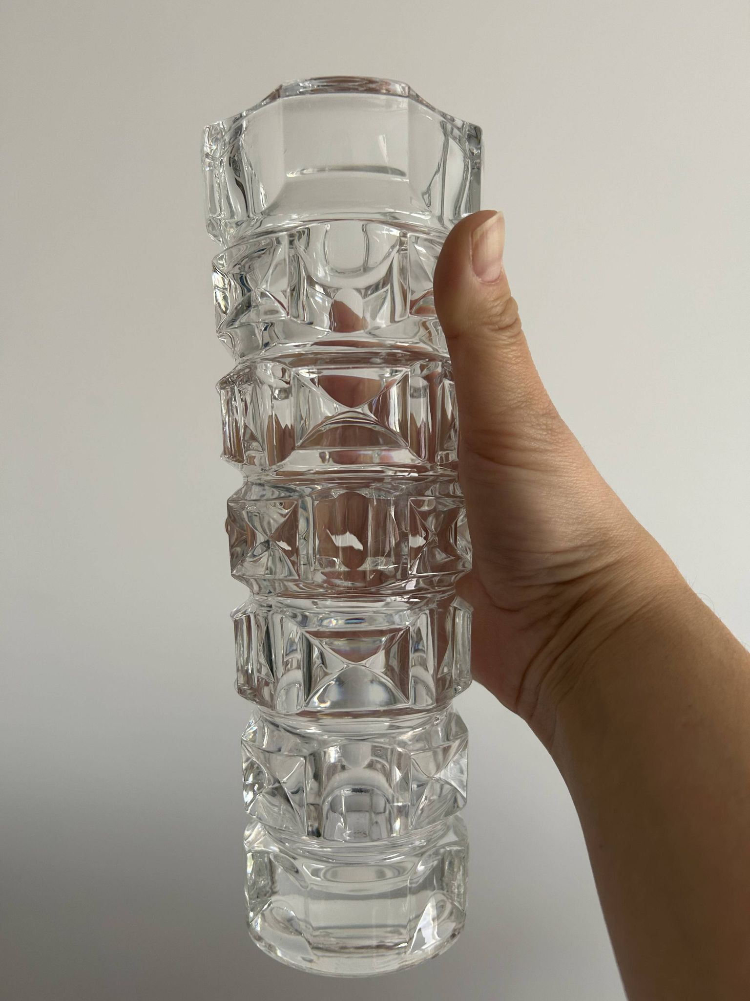 Crystal vase - Cristal d’Arques - geometric design
