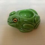 Green ceramic frog egg cup