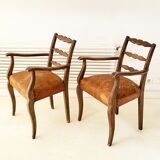 Pair of vintage leather armchairs