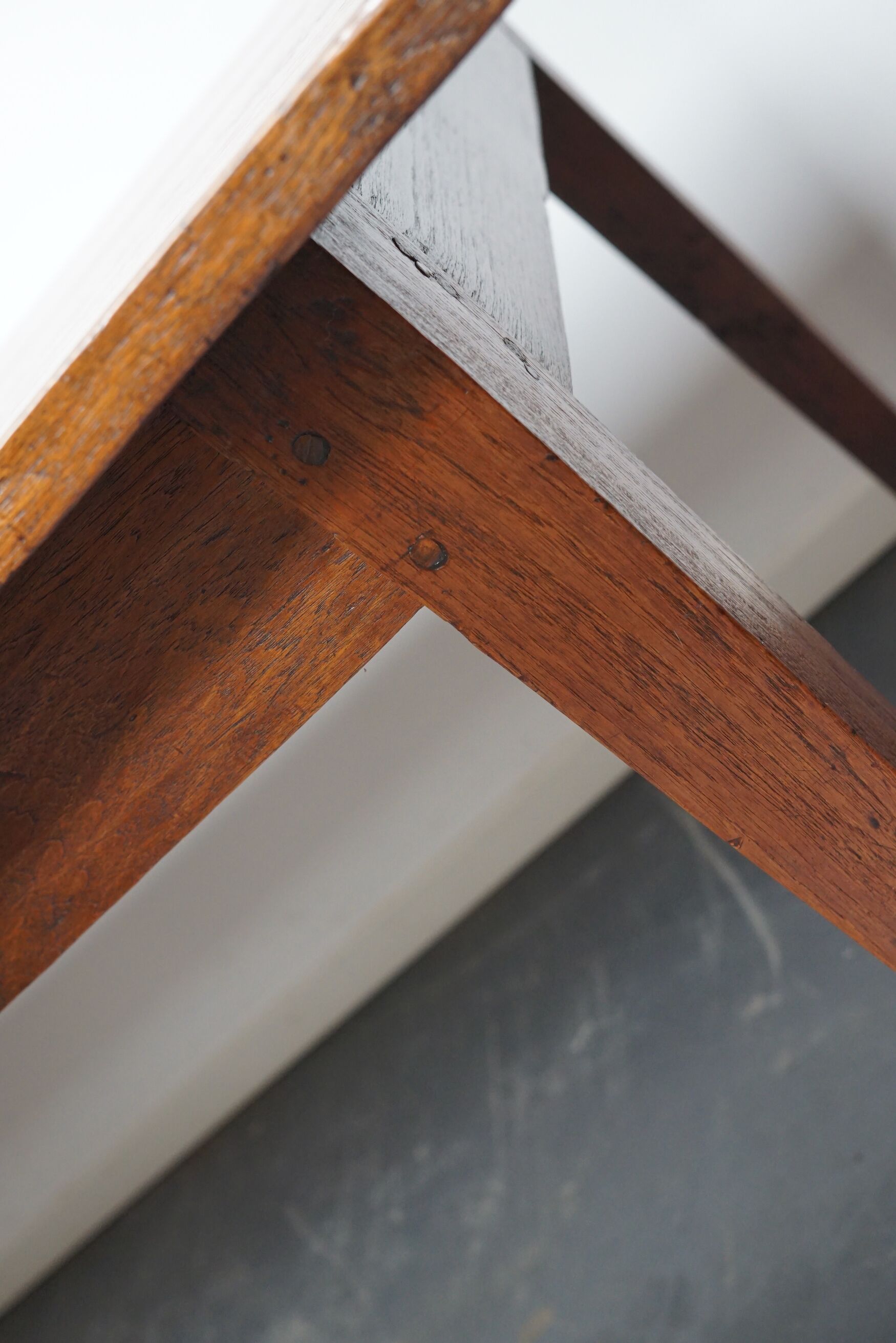 Large Antique 19th Century English Rustic Farmhouse Teak Dining Table