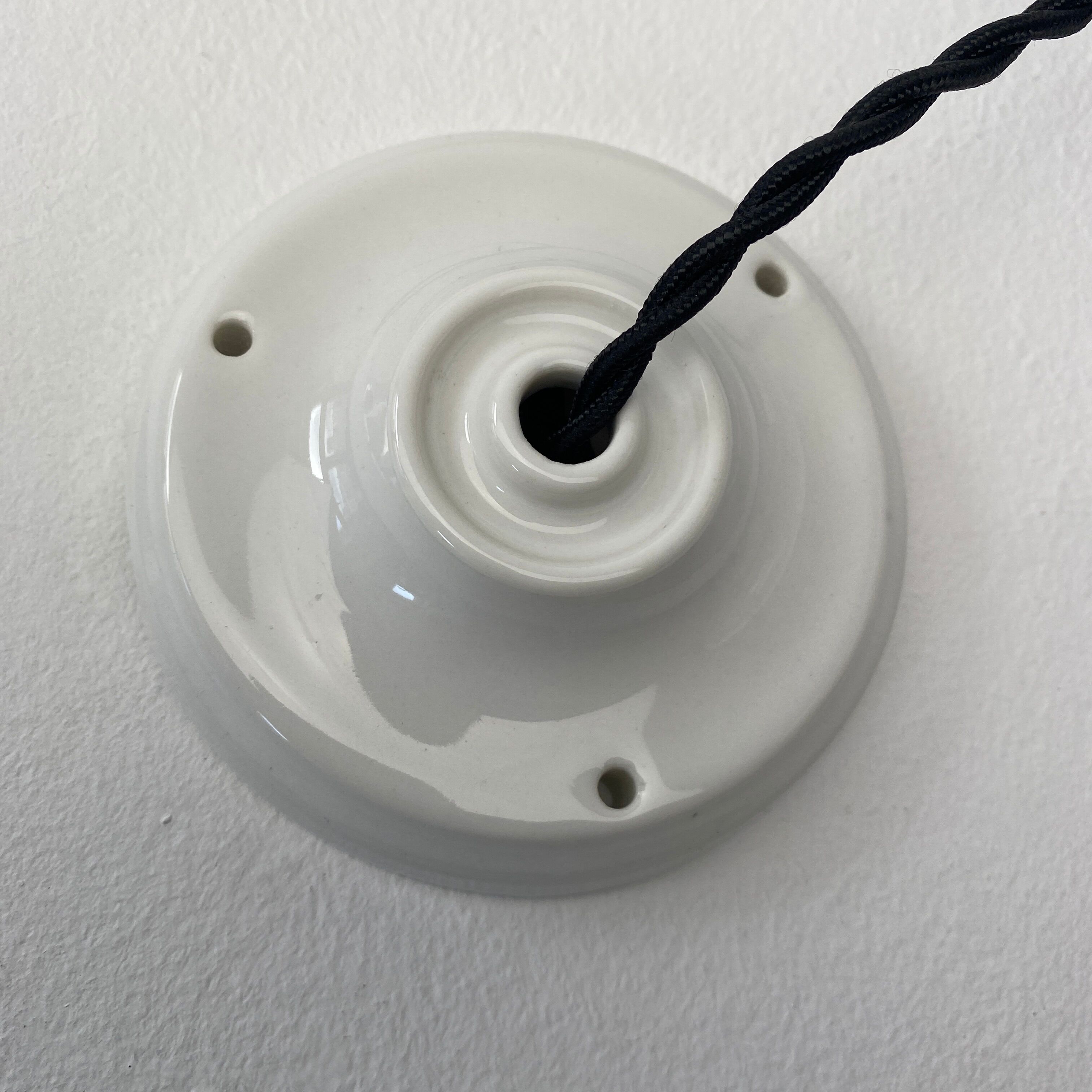Pair of vintage round pendant lamps