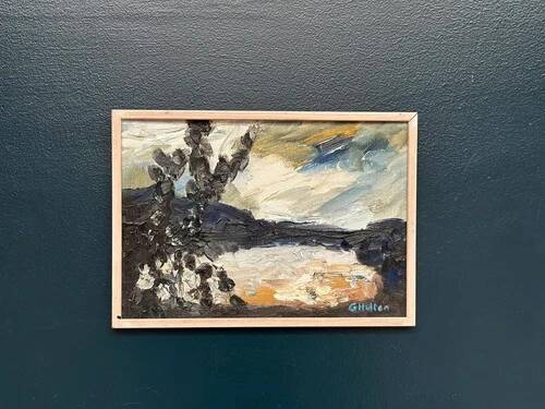 Swedish Oil on Panel “Abstract” by G. Hulten Signed Vintage & Framed 35×24cm