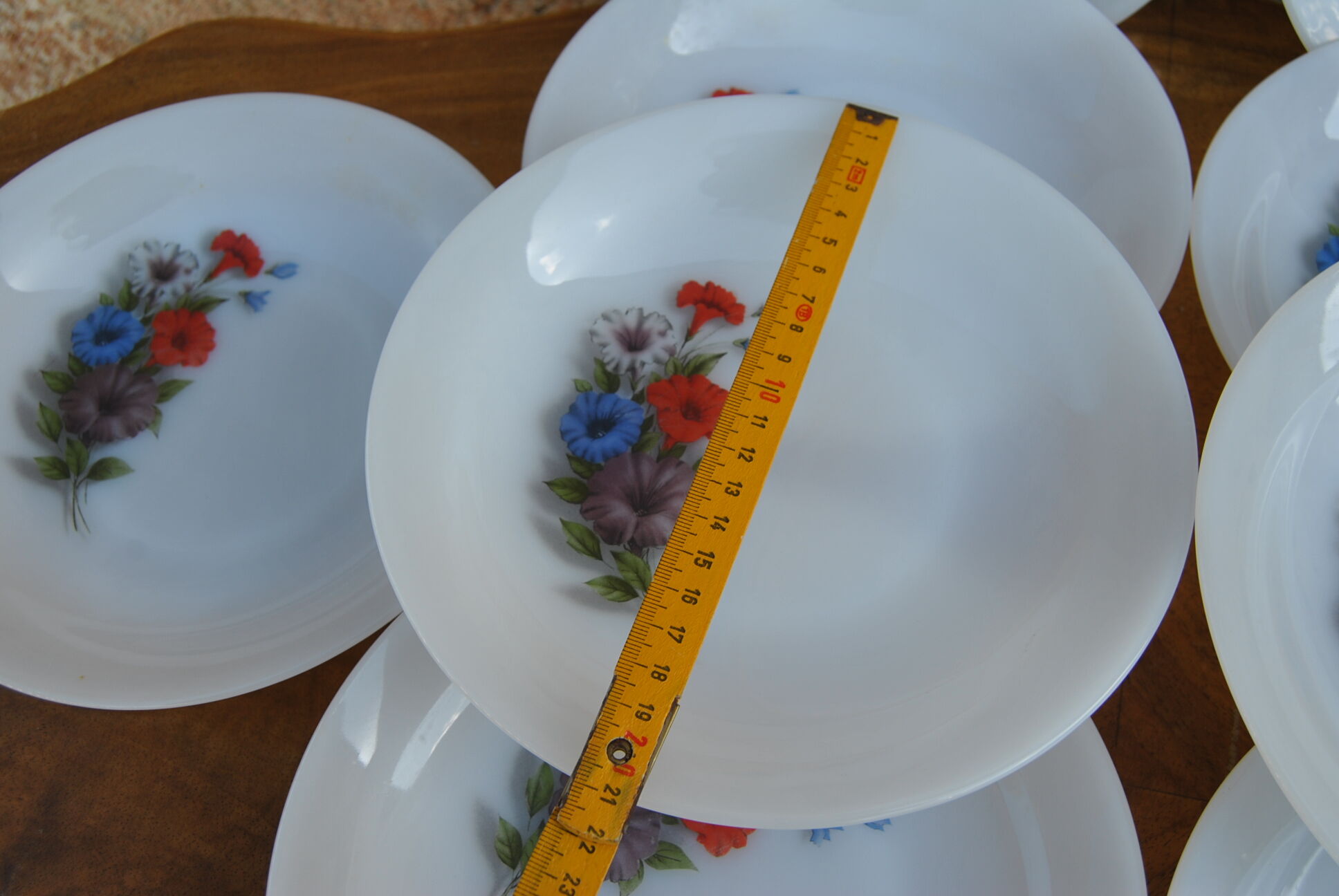 Set of 10 plates flowers of the fields - Arcopal - 70s - Vintage authentic