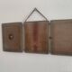 Vintage 1900 triptych mirror, old pink nickel-plated metal - 31 x 76 cm