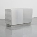 Pair of low buffets in brushed metal, French work, 1970s.