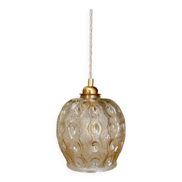 Vintage amber glass globe pendant light